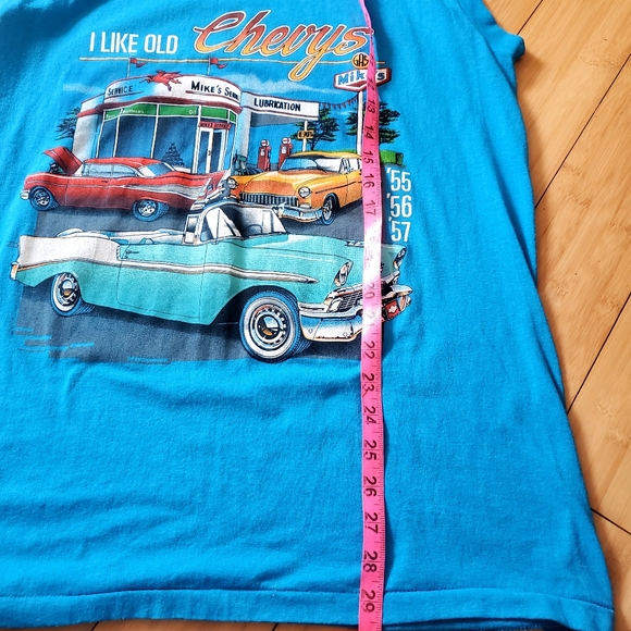 New Chevy Cars Color Blue Sleeveless Graphic Tee Sz Large - Picture 3 of 6